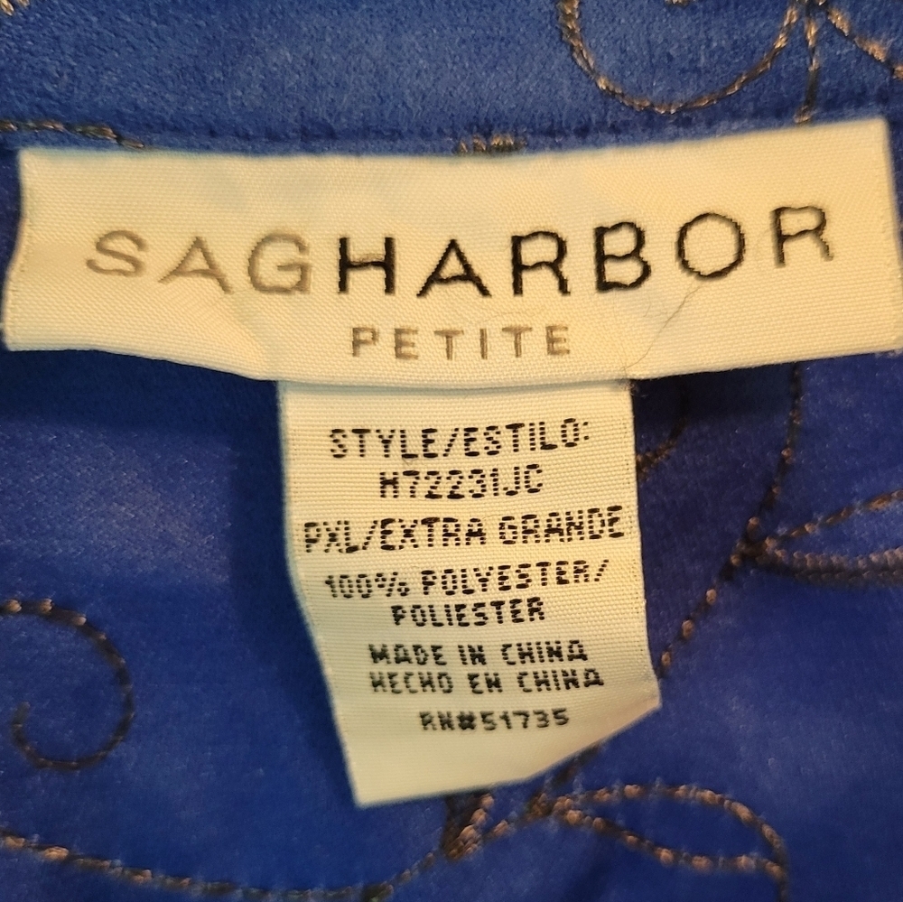 Sag Harbor Royal Blue Embroidered Button Down Shirt Jacket - Picture 3 of 4